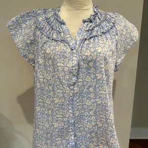 Ann Taylor Factory Short Sleeve Blouse - Blue - Size XL
